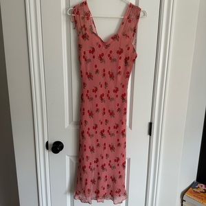 Vintage Laundry by Shelli Segal Mesh Cherry Print MIDI Dress